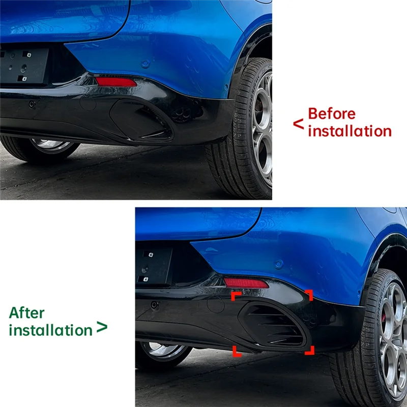 

Car Rear Bumper Splitter Spoiler Rear Air Outlet Spoiler Cover Trim For Alfa Romeo Tonale 2023+ Bright Black