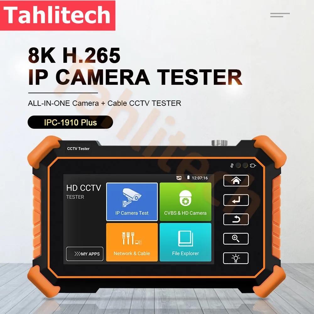 

Tahlitec CCTV IPC Tester Monitor 4" 8K IPC 8MP AHD CVI TVI Analog Camera Tester RJ45 UTP Cable Tester PTZ ONVIF PoE Power Output