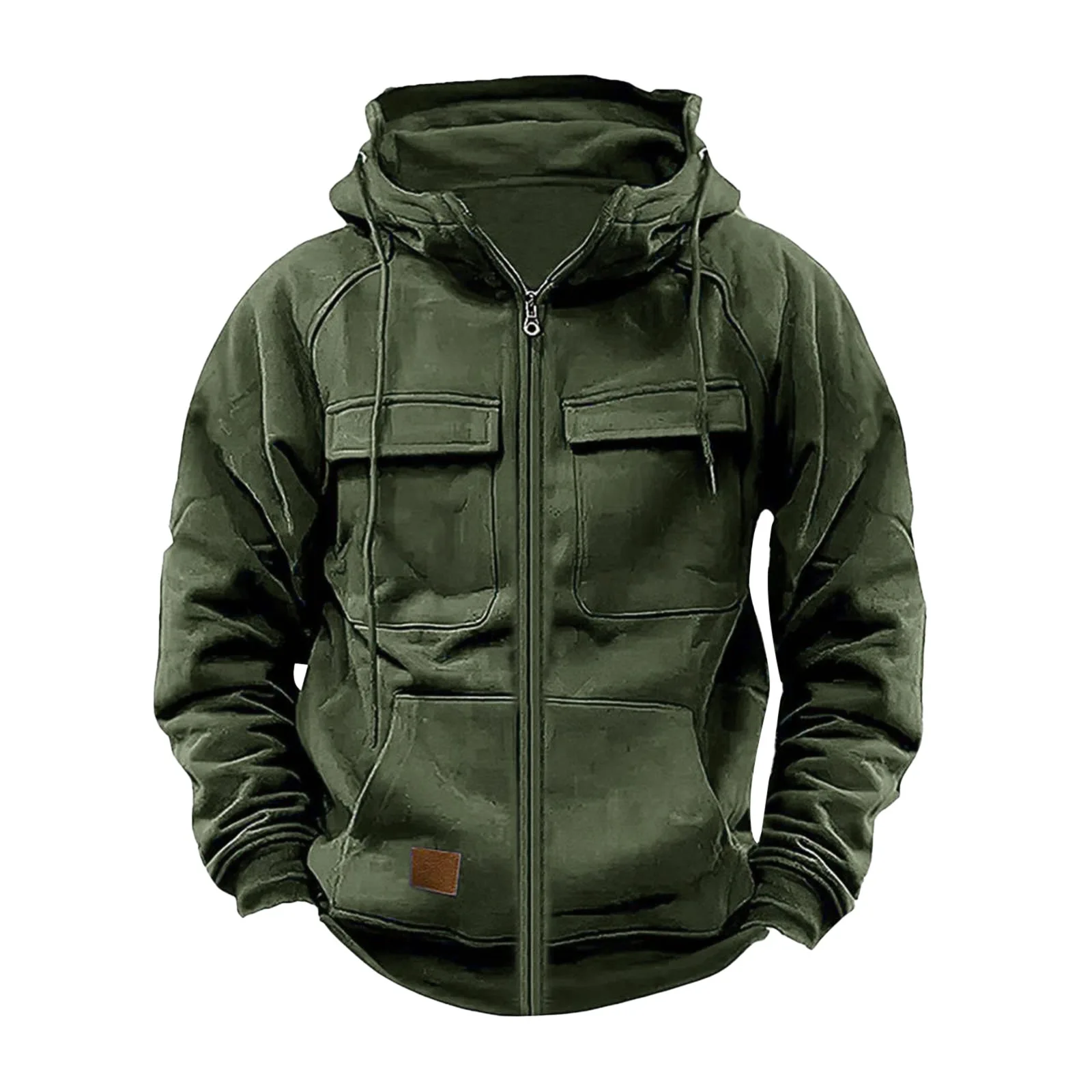 Male Hooded Jackets Half Zipper Men Tactical Hoodies Solid Warm Fleece Military Sweatshirts Multi Pockets Thick Outdoor Overoat