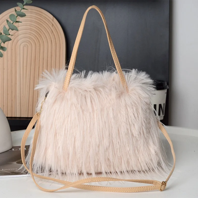 

Furry Bags For Women's New Fashion Women's Fur Tote Bags Y2K Handbag Versatile Designer Luxury Furry Bag Big Handbags Crossbody