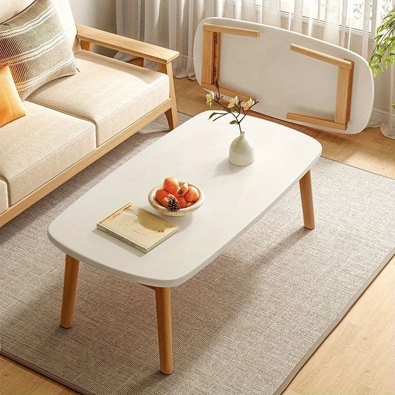Foldable table small apartment living room apartment simple folding table balcony bedroom rental room solid wood simple table
