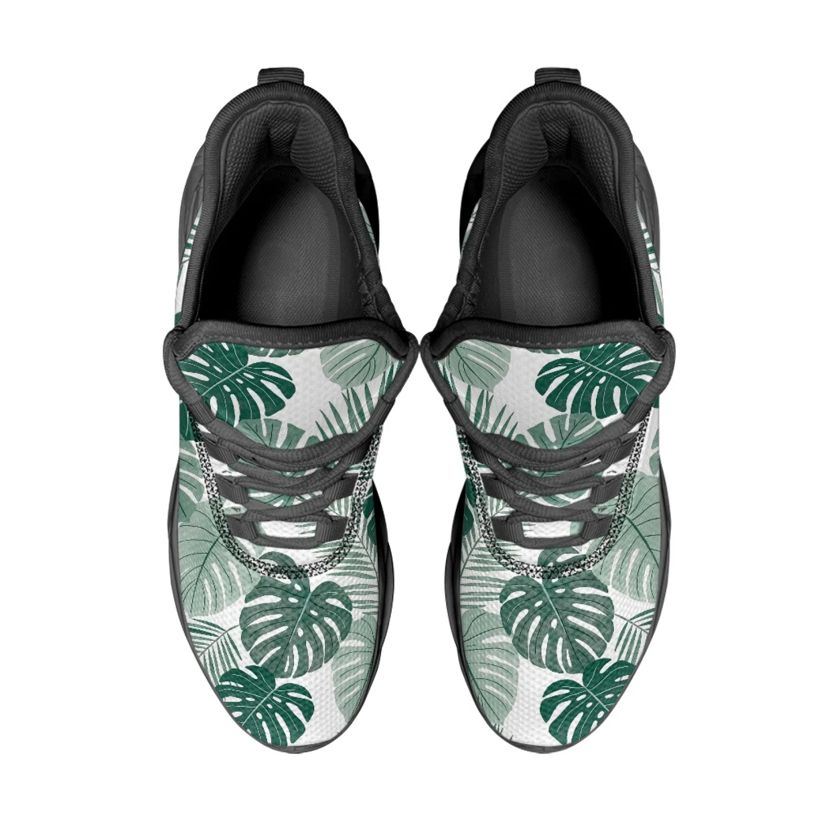 PENSTROLL Lightweight Fashion Sneakers Non Slip Athletic Running Sport Shoes for Walking Girls Tropical Palm Leaf