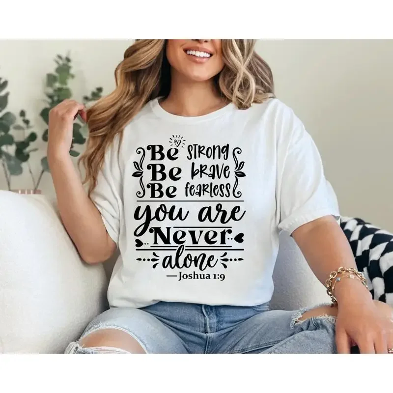 Be Strong Brave Fearless Christian T Shirt Womens Religious For Faith Spiritual