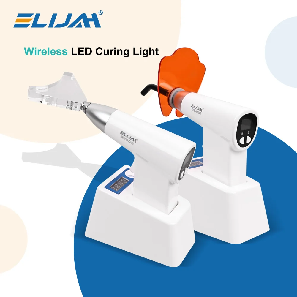 ELIJAH Kabelloses LED-Härtungslicht mit Photometer, 1600 mW/cm2, Blaulicht-Härtungslicht, Photopolymerisator, Zahnmedizin-Instrument