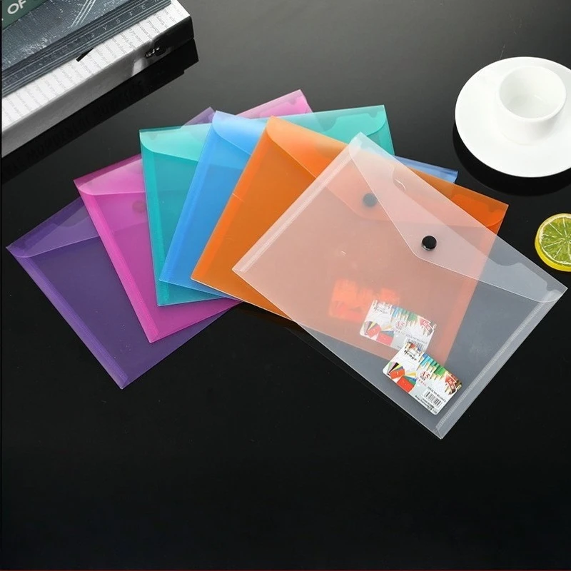 12pcs A7 Colored Clear File Folders Transparent Document Bags Plastic File Pouches for Office School Home Organizer for Papers