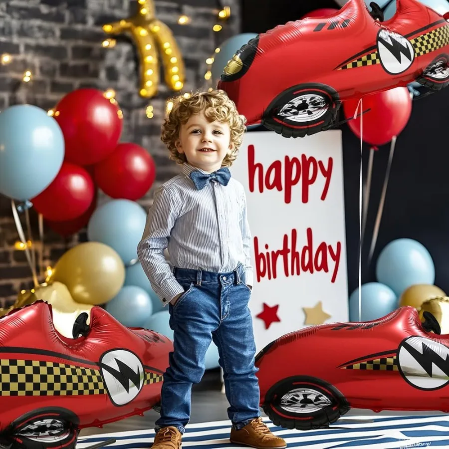 4 couleurs Vintage voiture de course Roadster ballons grand rapide rapide rétro voiture de course véhicules à thème voiture de sport ballon pour 1er bébé S
