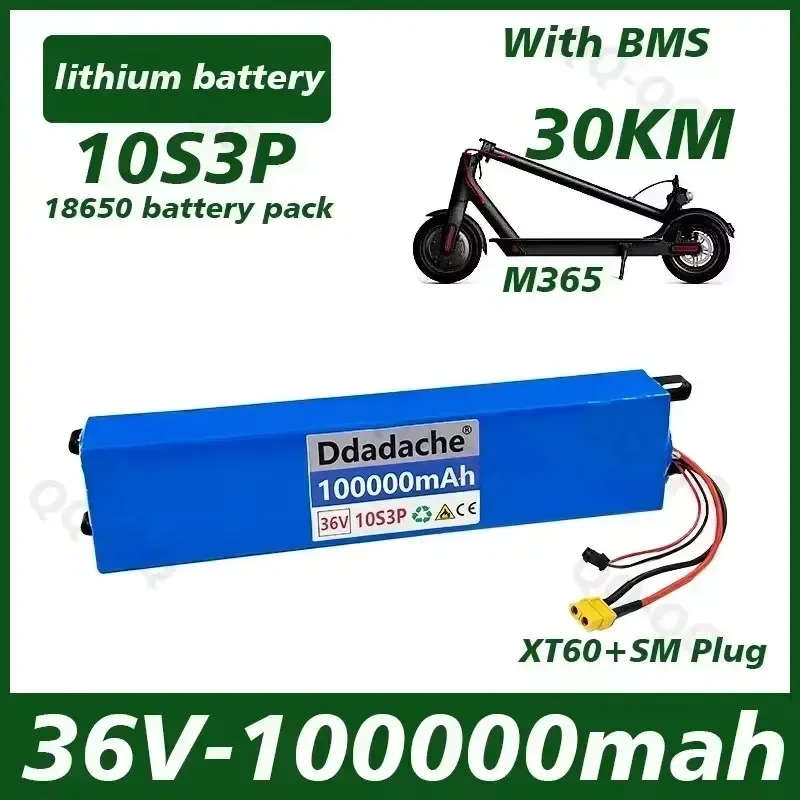 

100% New Original 36V 100Ah Scooter Battery Pack For M365 36V 30000mAh Battery Pack Electric Scooter BMS Board For+Charger