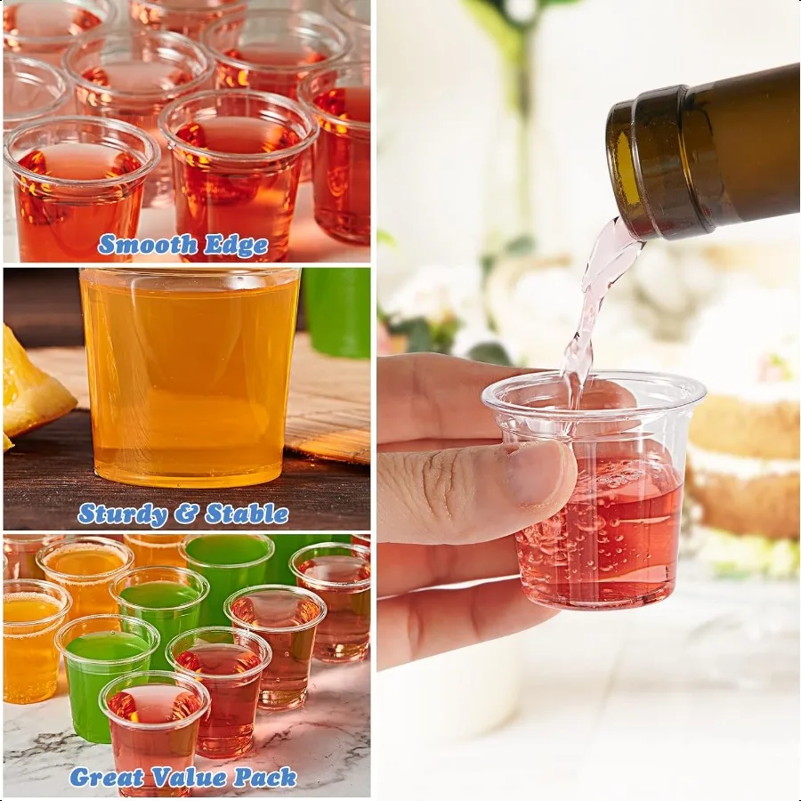 1000 PACK 1 oz Plastic Borrelglaasjes 1 Ounce Clear Party Cups voor Wodka Whiskey Tequila Mini Plastic Containers voor Saus en S