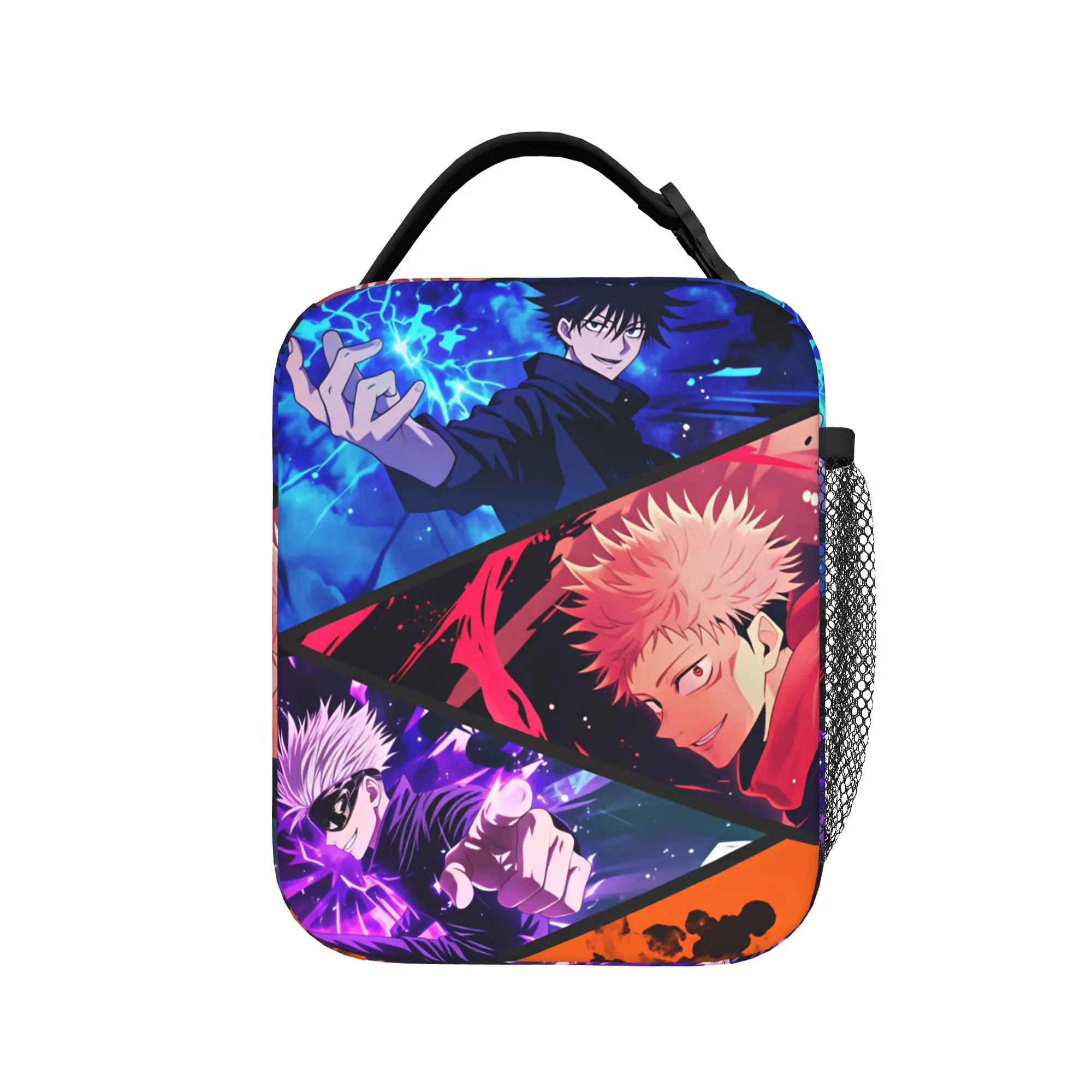 Satoru Gojo Comic Animation Lunch Bag For Child Lunch Box Funny School Cooler Bag Convenient Oxford Thermal Tote Handbags