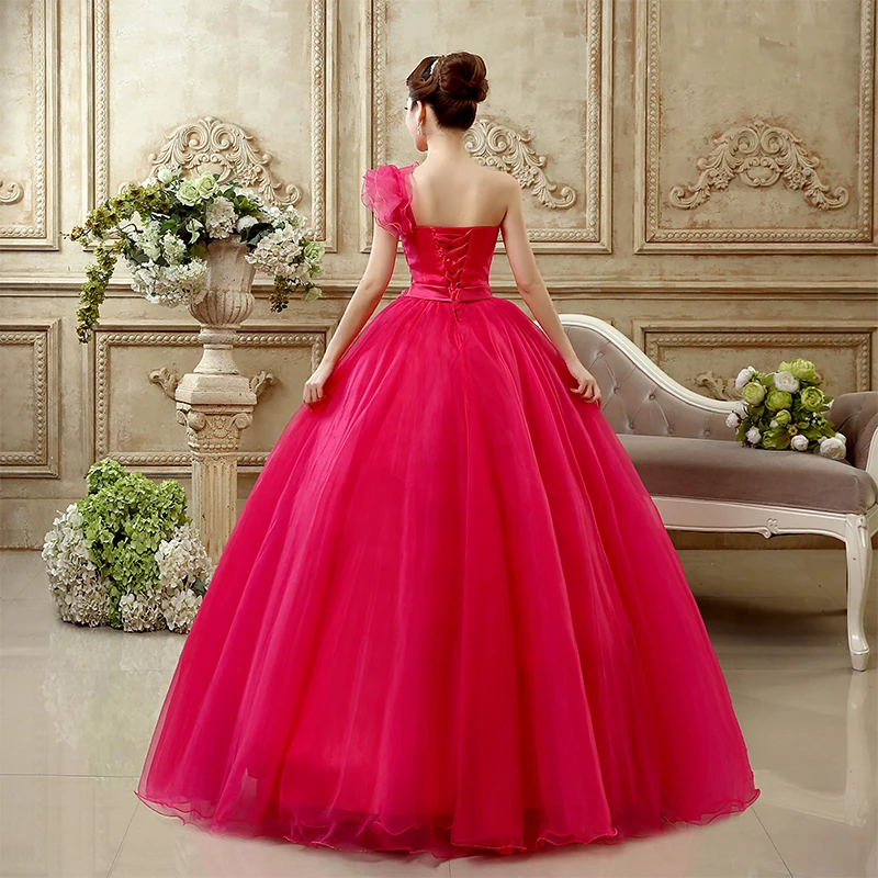 Customized New Tulle Ball Gown Fashionable One-shoulder Floor-length Puffy Dresses For Prom Simple Elegant Quinceanera Dresses