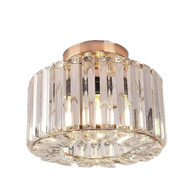 Imagem -05 - Modern Crystal Teto Light Lustres Led Flush Mount Lâmpada do Quarto Entrada do Corredor Luminárias Ouro Preto E27