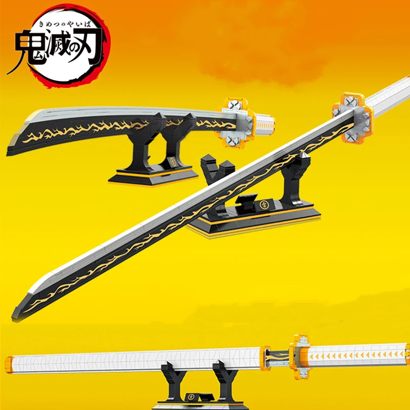 

790pcs Demon Slayer Nichirin Sword Building Blocks Rengoku Kyoujurou Blade Katana Anime Knife Weapon Bricks Toys For Boy Gifts