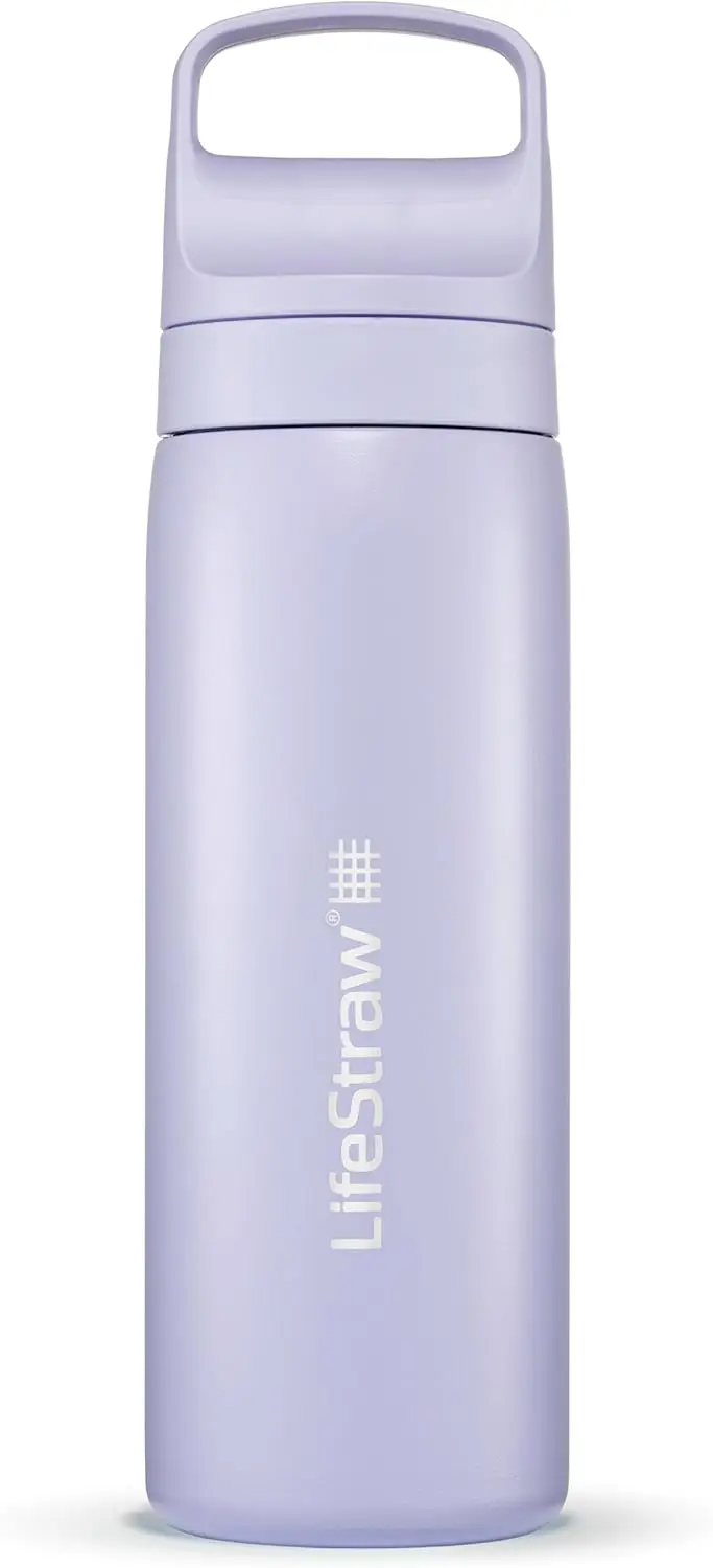 Botella de Agua Aislada de Acero Inoxidable para Viaje, Elimina Bacterias, Parásitos y Microplásticos, Mejora el Sabor, 18oz, Color Morado