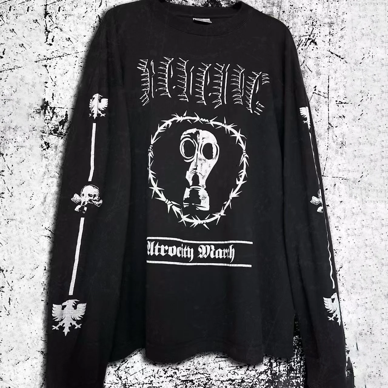 

Y2k Long Sleeves Man Vintage Clothing Punk Hip Hop Graphic Print Oversized T shirt Round Neck Cotton Long Sleeve Tops Streetwear