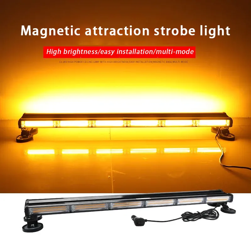 6-секционный двухсторонний автомобильный грузовик, буксирный COB, светодиодная вспышка, сигнальная лампа, полицейская безопасность, стробоскоп, аварийная лампа, янтарно-желтый, авто на крыше