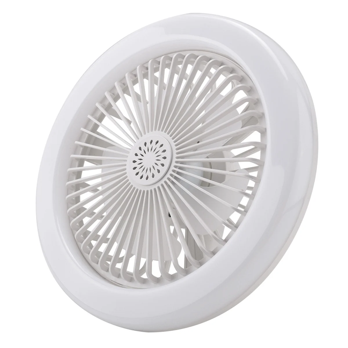 E27 Ceiling Fan with Lights,Enclosed Low Fan Light,Hidden Electric Fan Gimbal Lamp Holder(White)