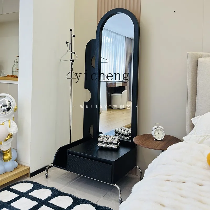 JZ-22  Full-Length Mirror Bedroom Storage Dressing Mirror with Integrated Clothes Rack Multi-Functional Mobile Dressing Mirror