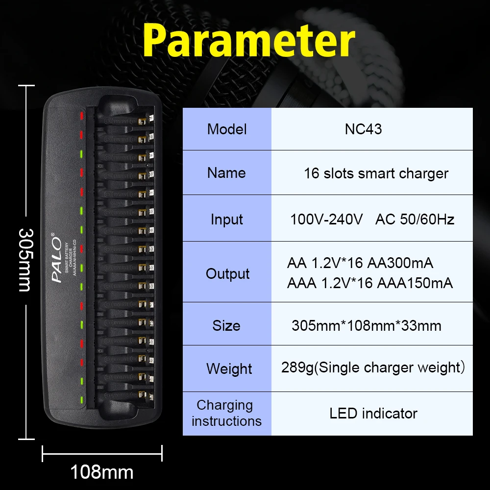 PALO 6/8/12/16/24 slots Fast Smart Intelligent charger AA AAA battery charger for 1.2V AA AAA NiMH NiCD rechargeable battery