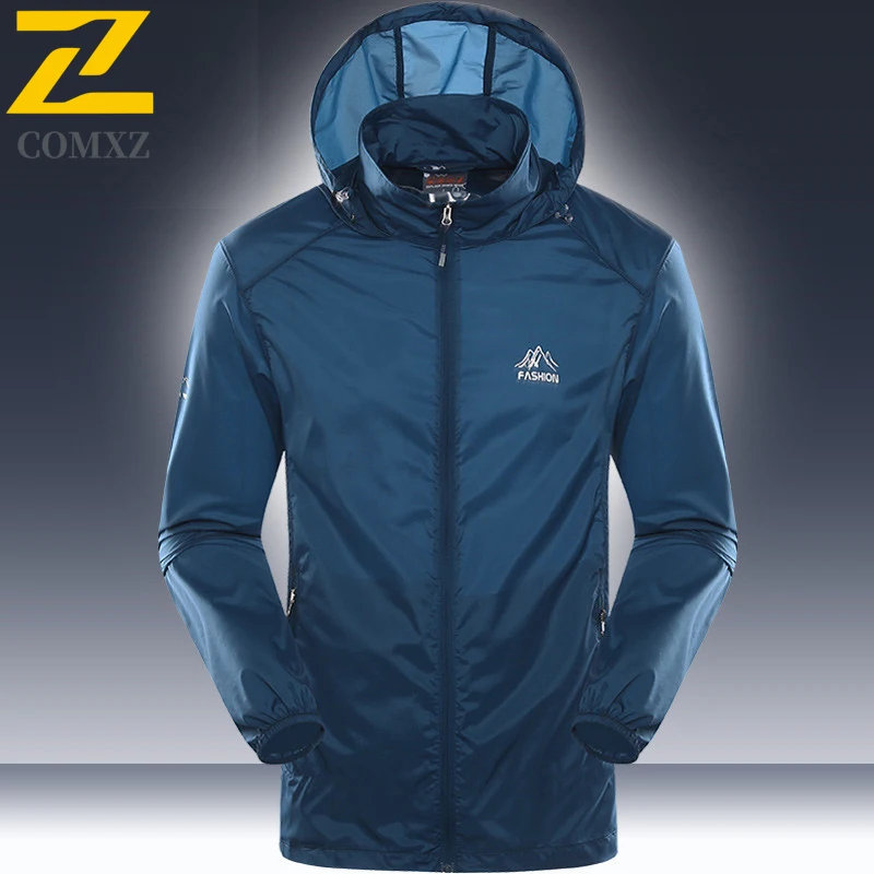 Summer Windproof Jacket Men's Casual Brand Solid Color Lightweight Sunscreen Skin Clothes Outdoor Fishing Camping Hooded Coat