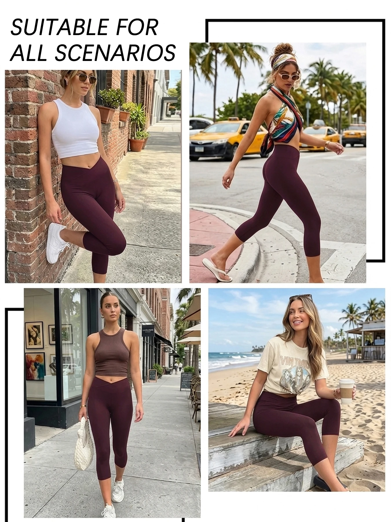 Damen Super Weiche Crossover High-Waist Capri-Hose mit Bauchkontrolle, Blickdicht, für Workout, Yoga und Laufen – Detail 5