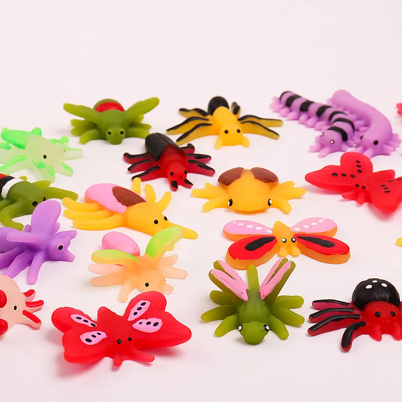 5Pcs Simulation Insect Butterfly Soft TPR Pinch Fidget Cute Small Insect Butterfly Squeeze Toys Stress Relief Toys For Kids