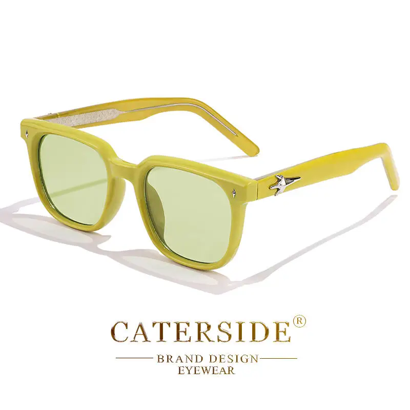 CATERSIDE Trend Square Man Sunglasses Large Frame Sun Glasses Party Travel Beach Eyewear Ideal Choice for Gifts UV400