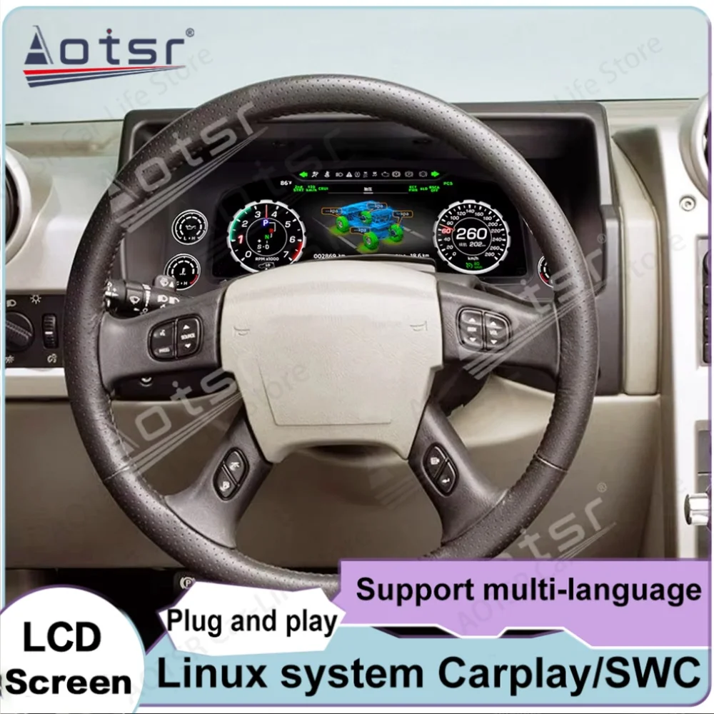 

Цифровая приборная панель с LCD-дисплеем 12,3 дюйма для Hummer H2 2003-2009, виртуальный информационный экран для автомобиля.