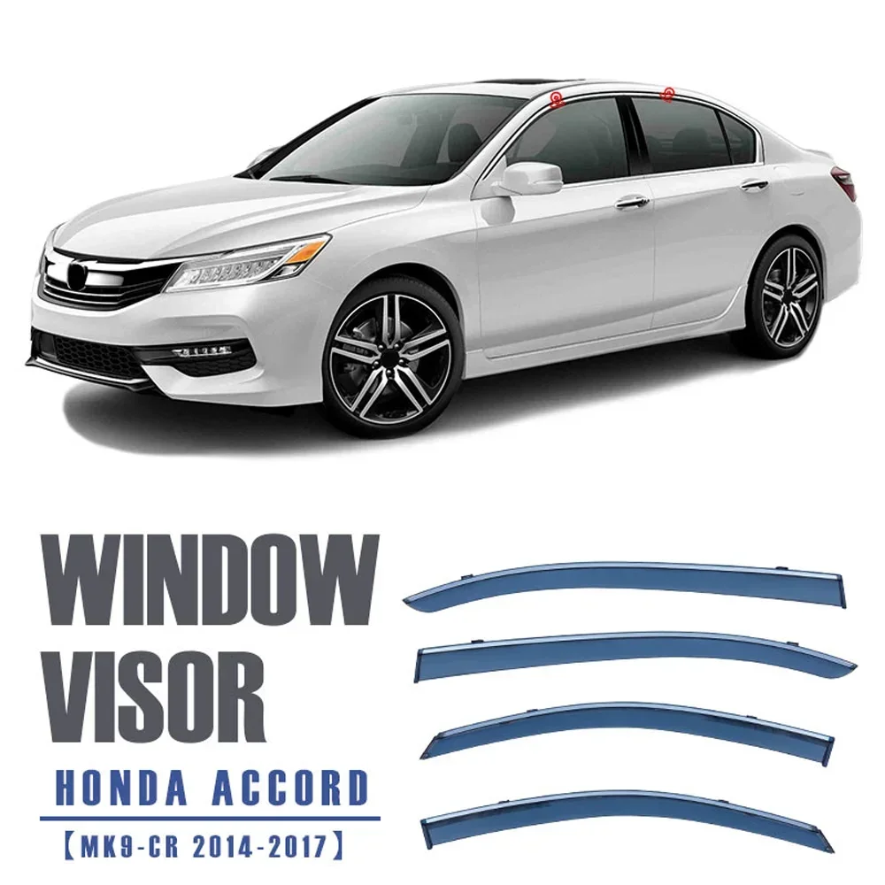 

Chrome Strips Rain Guards for HONDA ACCORD 9th Generation 2012-2017 Window Visor Wind Deflectors Door Visor Vent