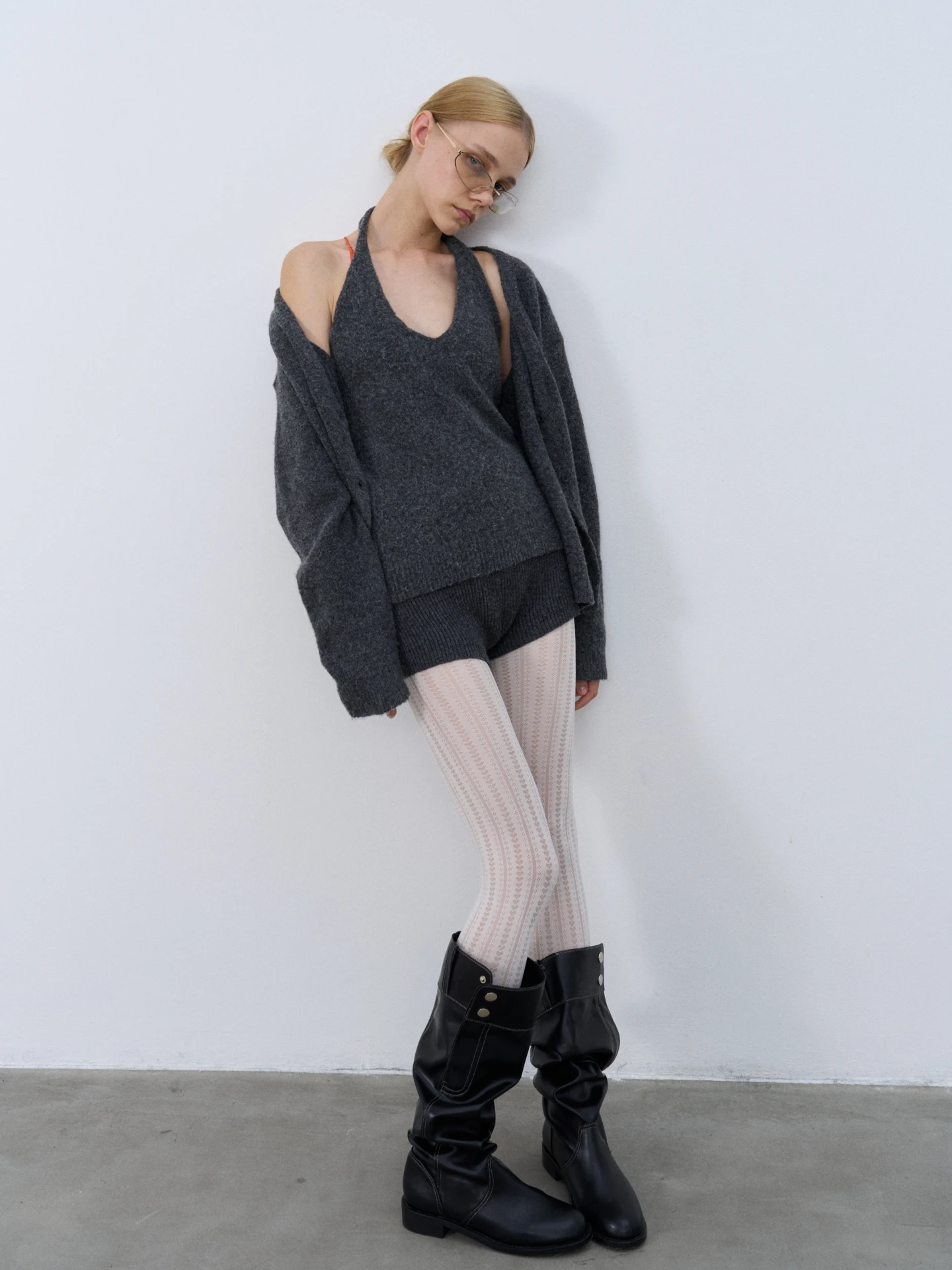 

Rebornique корейский Sle ленивый мягкий вязаный открытый кардиган висит Ne жилет женский модный комплект высокоэластичный свободный крой повседневный...