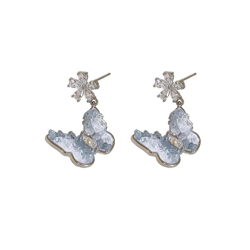 

Серьги-гвоздики с синей бабочкой, женские дизайнерские нишевые серьги, популярные уникальные серьги высокого класса