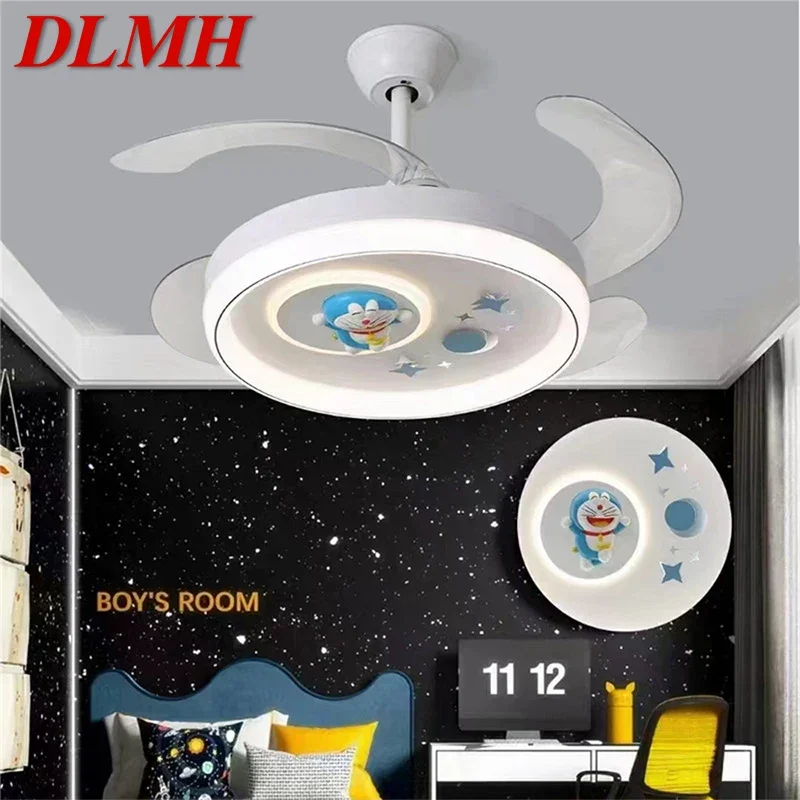 DLMH Nordic Children Stealth Fan Light LED Modern Living room Restaurant Bedroom Ceiling Fan Light Remote Electric Fan Light