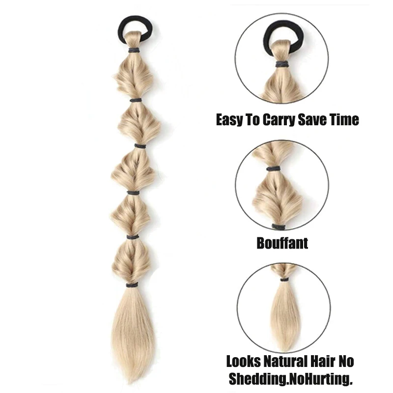 2 قطعة 20 بوصة شعر مستعار ذيل حصان أنثى فقاعة جديلة صبغ طبيعي تويست جديلة التعادل المجدل 1 مزدوجة ذيل حصان فانوس جديلة #3