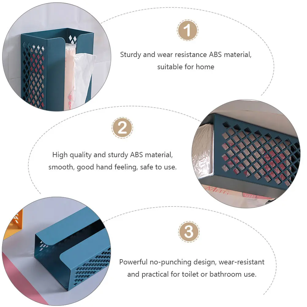 

Wall Mounted Tissue Holder ABS Material No Punching Design Bathroom Kitchen Home Use Tissue Storage Box Long Service Life Smooth
