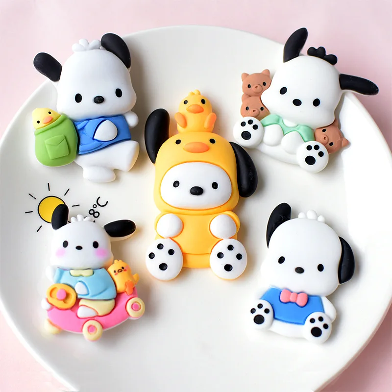 2pcs cute sanrio pochacco cartoon resin flatback diy kawaii resin accessories crafts materials scrapbooking embellishment