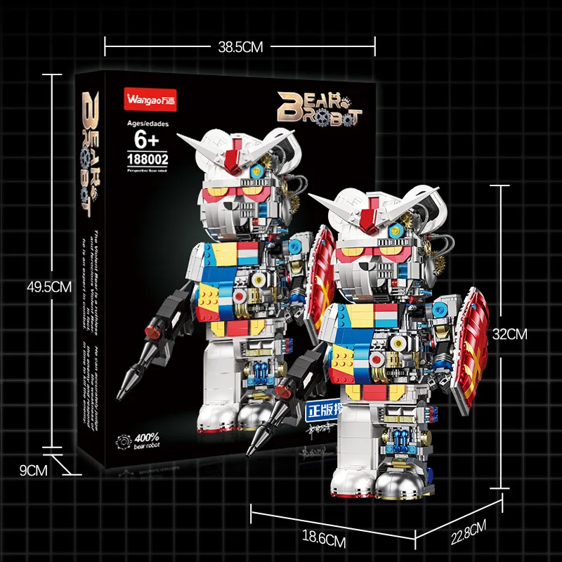 IN STOCK New Creativity Perspective Mecha Robot Bear Building Blocks Bricks Model Toys for Boys Birthday Gift Set Collect