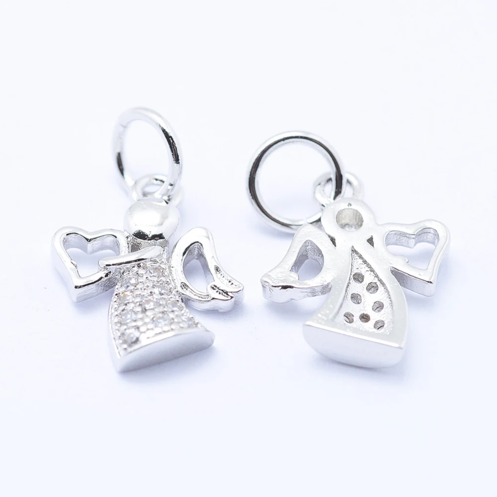 1Pcs Brass Micro Pave Cubic Zirconia Charms Angel Platinum for Women Birthday Festival Elegant Gifts Personalized Jewelry