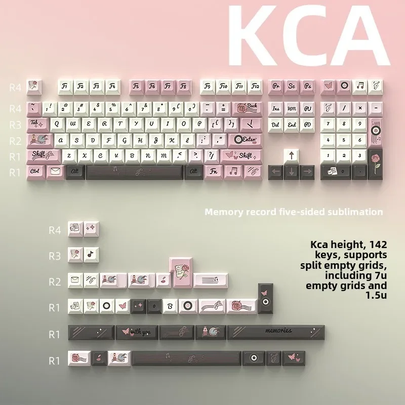 

Fog Shadow Memory Record key Cap 142 key KCA height large complete five-sided thermal sublimation process atmosphere key cap