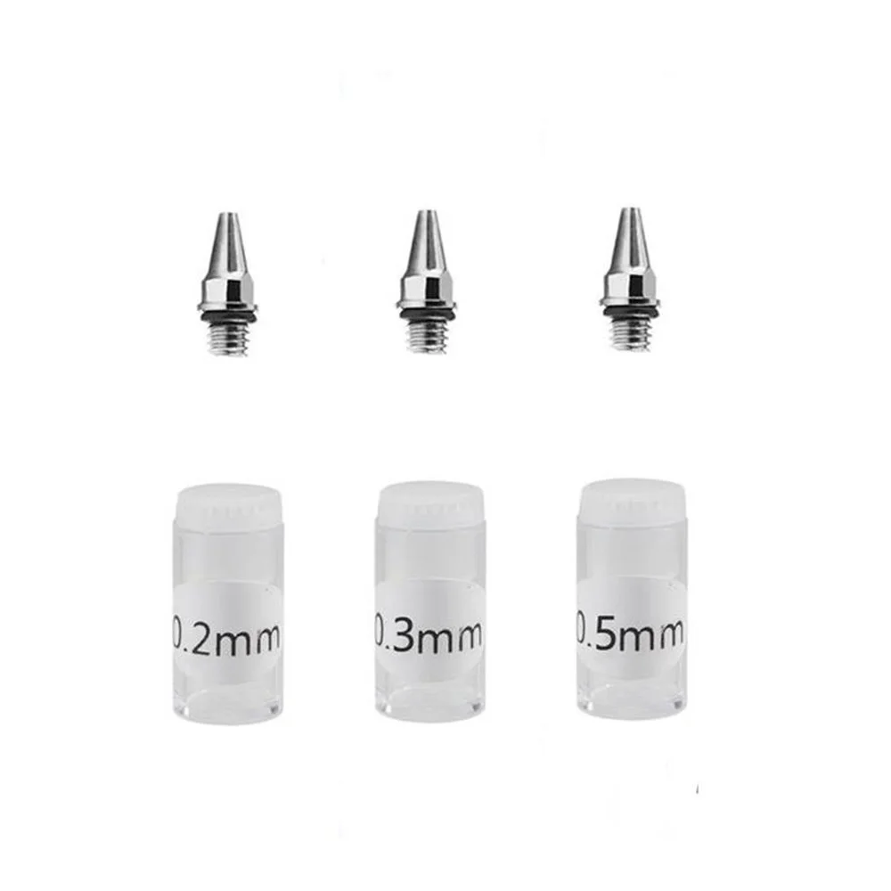 Boquilla de aerógrafo de 0,2/0,3/0,5mm de repuesto para accesorios de pintura, herramientas de piezas de alimentación por gravedad (múltiples