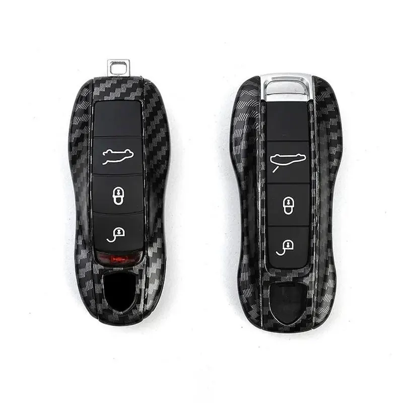 Juego de 3 Fundas para Llaves de Coche de Fibra de Carbono Pintada, Aptas para Porsche Boxster, Cayman, Panamera, Cayenne, Macan, 718/911, Taycan