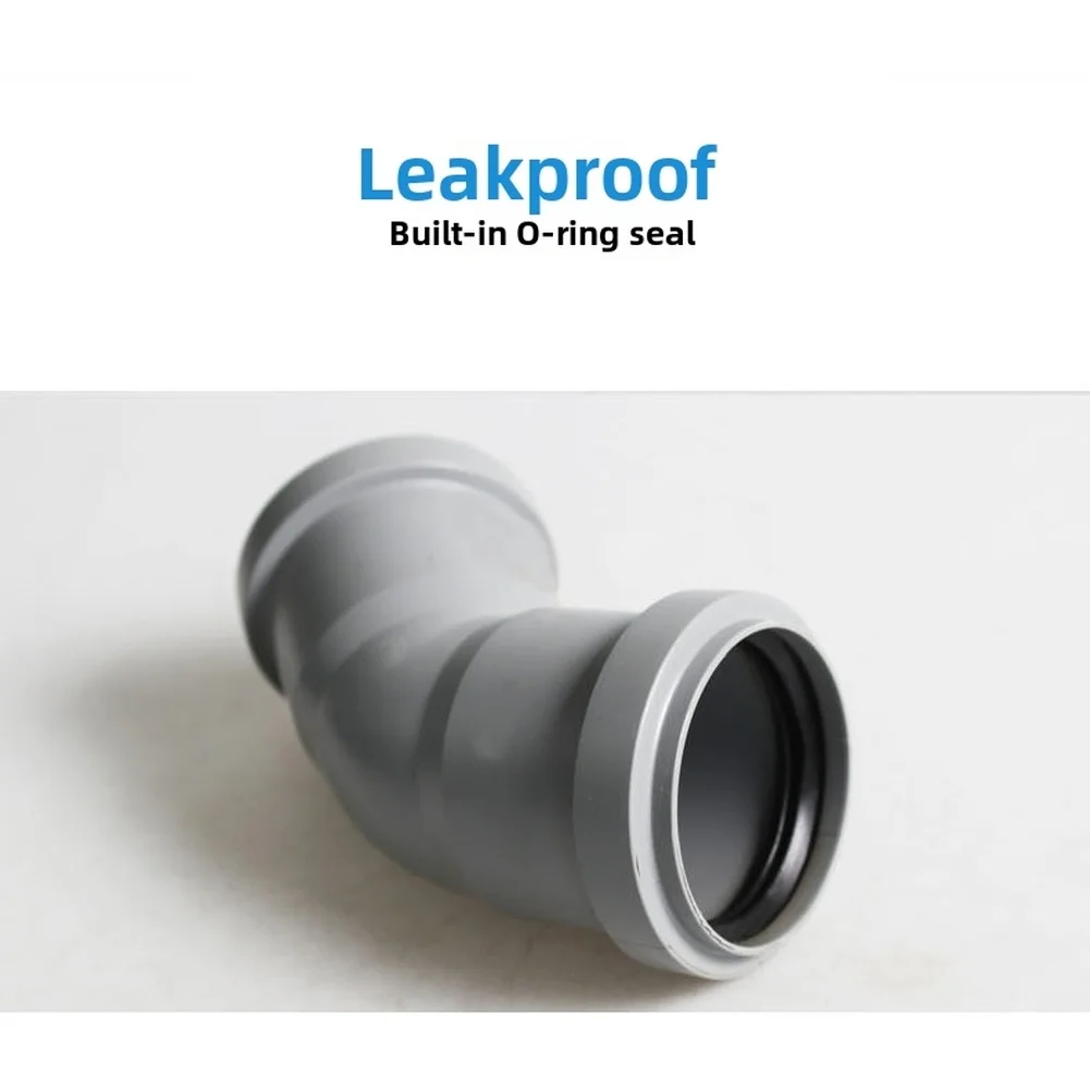 135 Degree Angle 50mm Plastic Pipe Connector for Plumbing Drainage Use Quick Assembly Leak Resistant O Ring Design