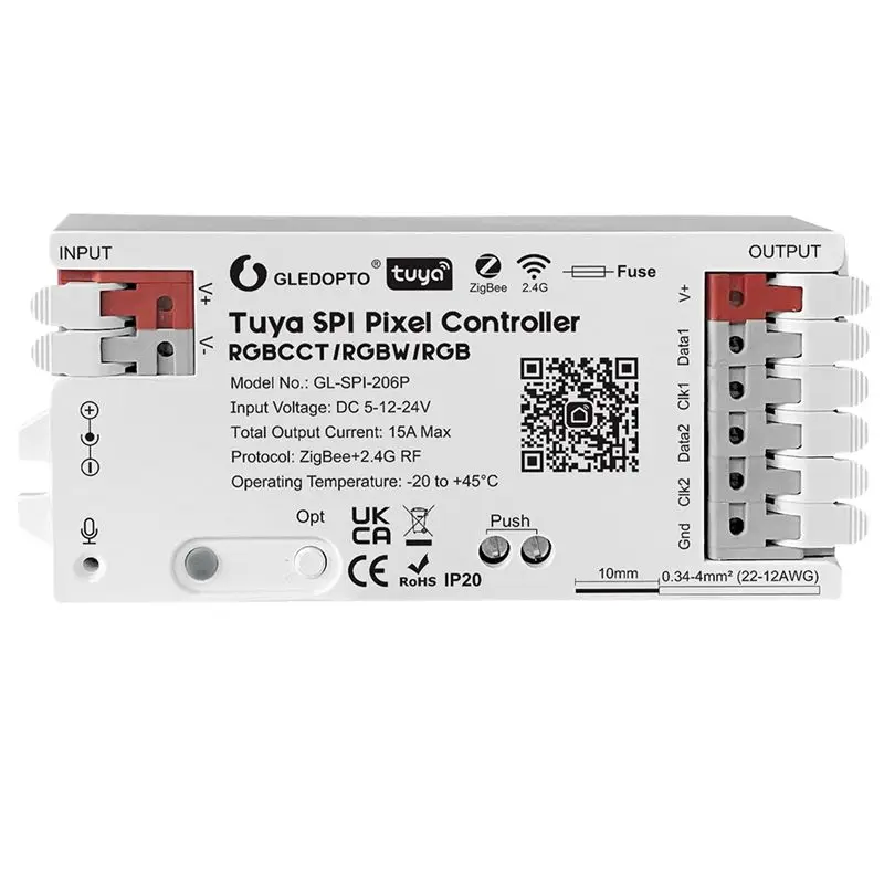 

ABUL-GLEDOPTO Wireless Light Strip Controller GL-SPI-206P Light Strip Controller Zigbee+2.4GRF Dimming Color RGBCW Five-In-One