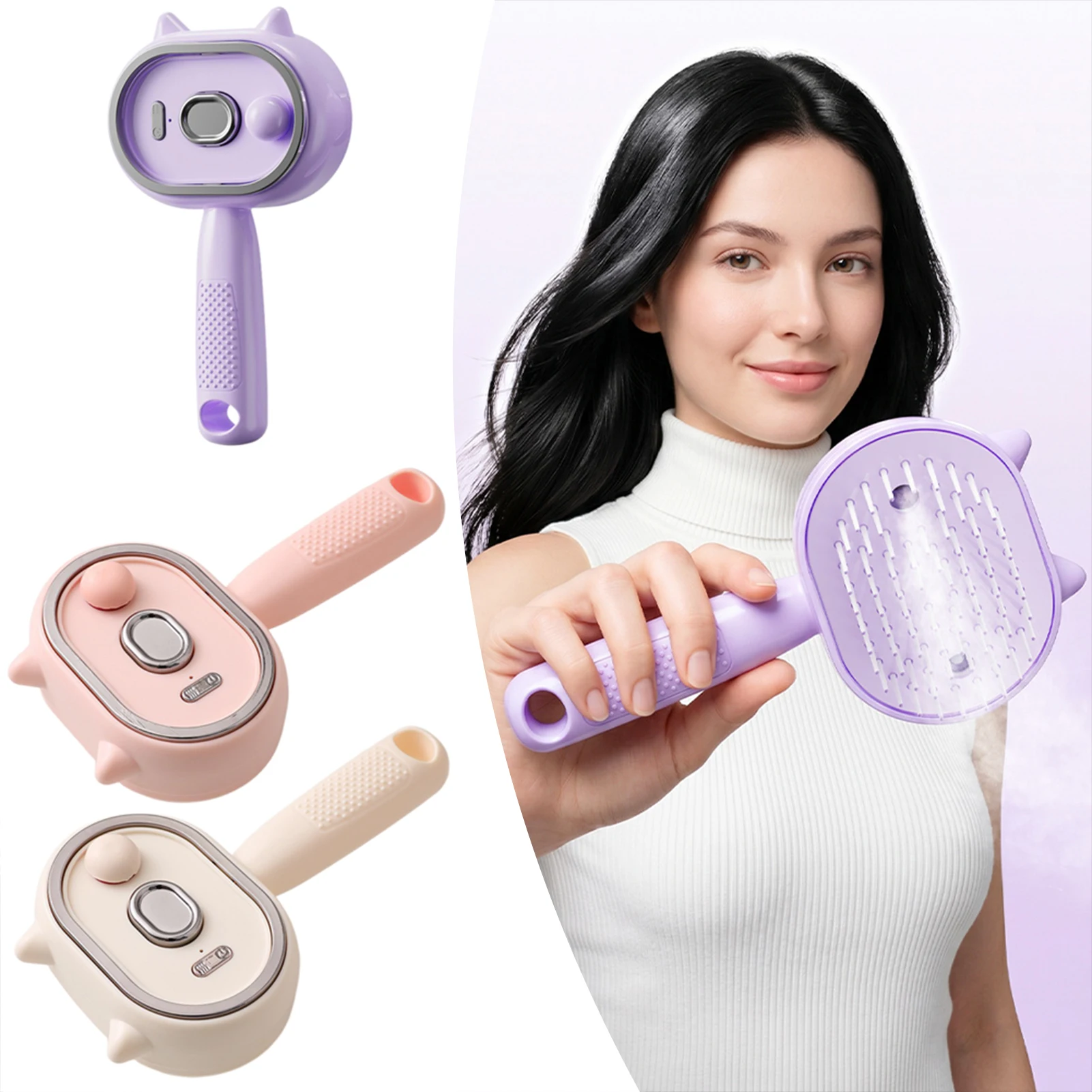 Multifunctional Massage Comb,Electric Spray Air Cushion Scalp Massager,Self-Cleaning Essential Oil Hair Care Comb,Gift For Women
