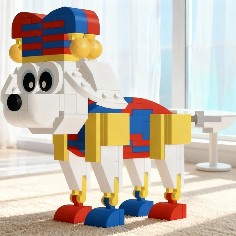 148pcs MOC Pomni The Amazing Digital Circus - As A Beagle! Creator Model Building Blocks Construction Toy Christmas Gift 3D DIY