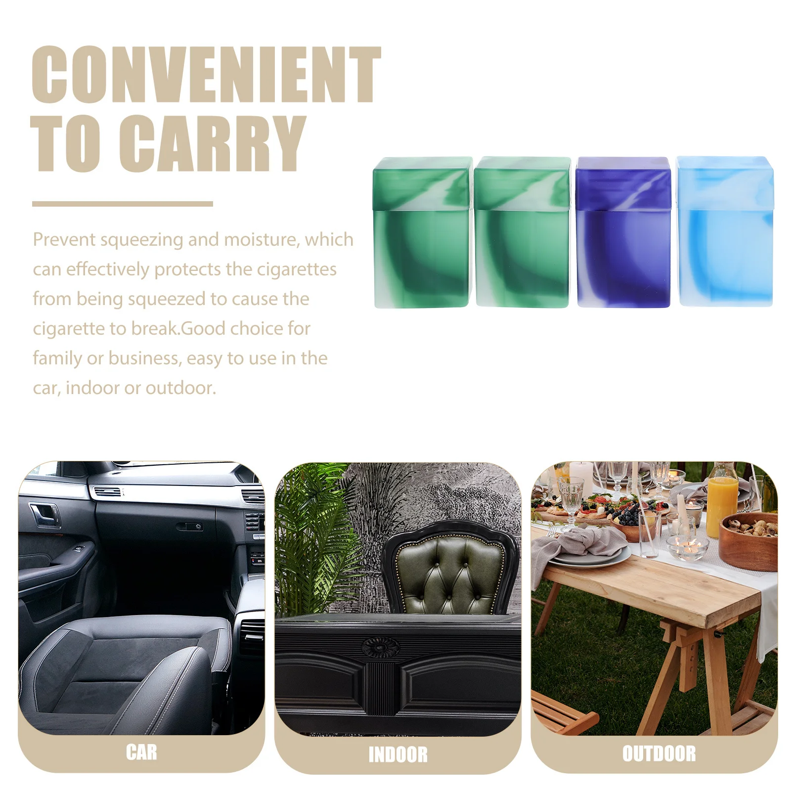 

4pcs Cigarette Case Marbled Plastic Portable Organizer For 100'S Outdoor Indoor Use Smoke Container Holder Storage Box