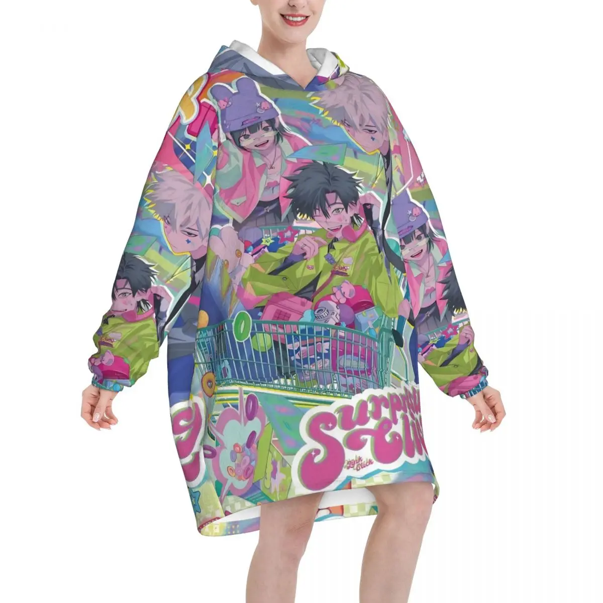 Link Click Wearable Blanket Hoodie for Women Men Oversized Sweatshirt Blanket with Pocket