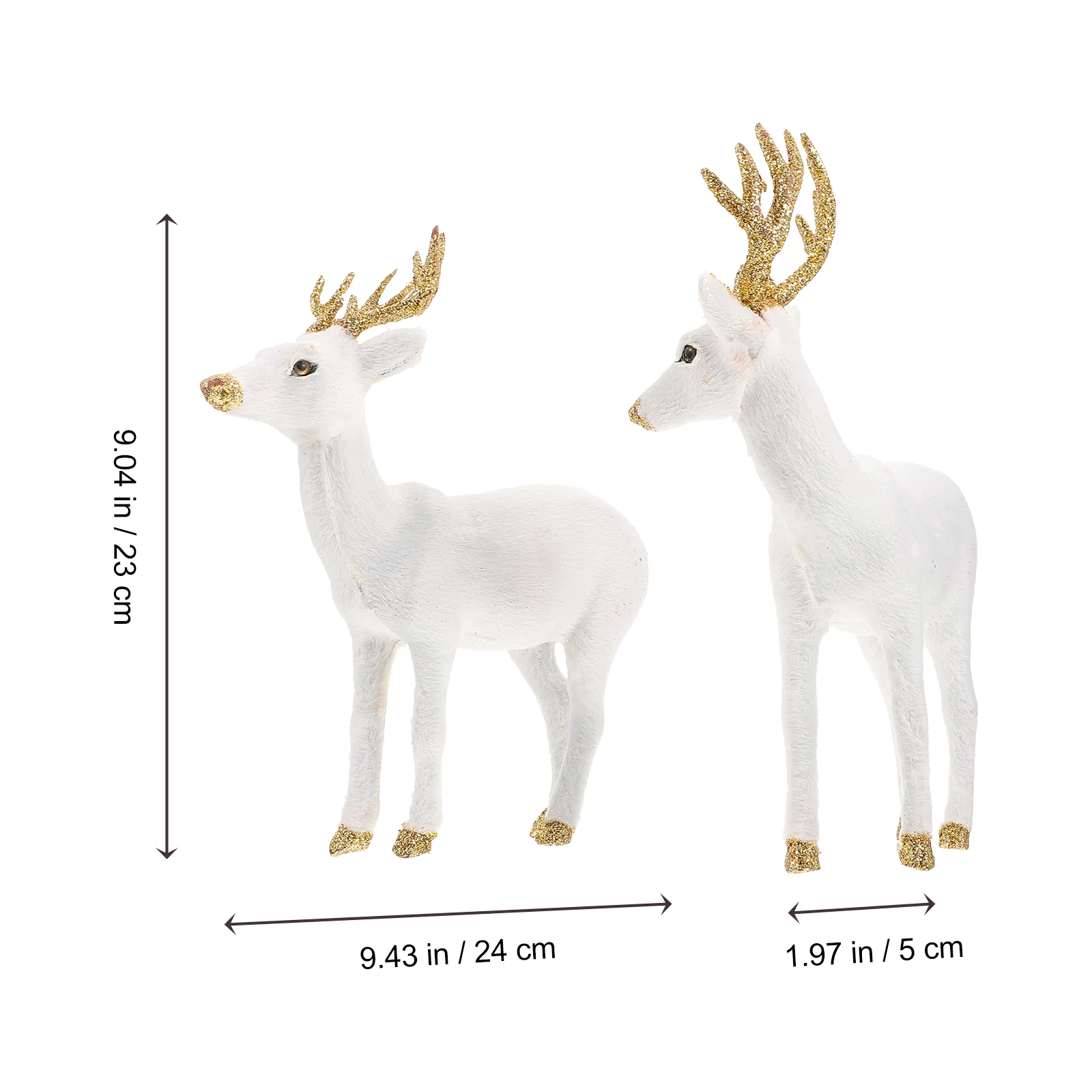 2 Pcs Simulated Sika Deer Figurine Desktop Ornament Polyethylene Figure Christmas Statue Animal