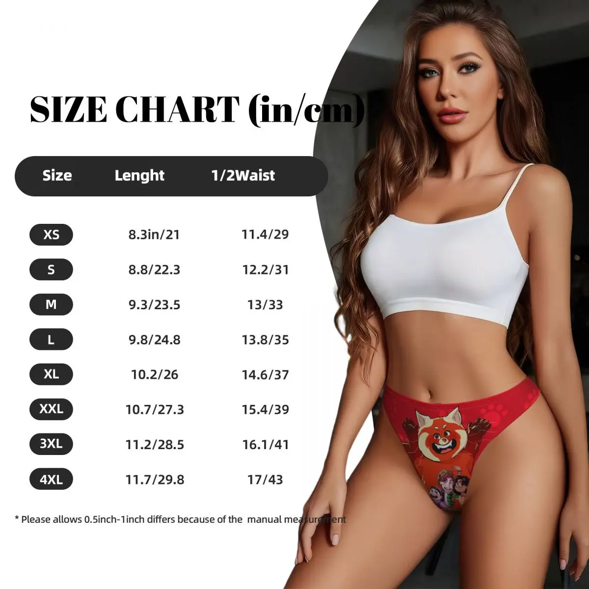 Custom Women's Turning Red Movies Red Bear Cute Photo G-string Thong Female Soft Panties Underwear image 6