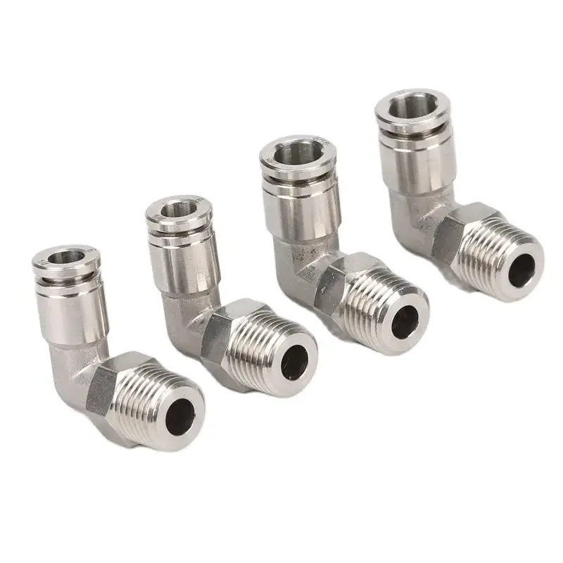 10pcs PL 90-Degree Stainless Steel 304 Quick-Connect Elbow Fitting Fast and Easy Installation for Pneumatic Pipe Joint