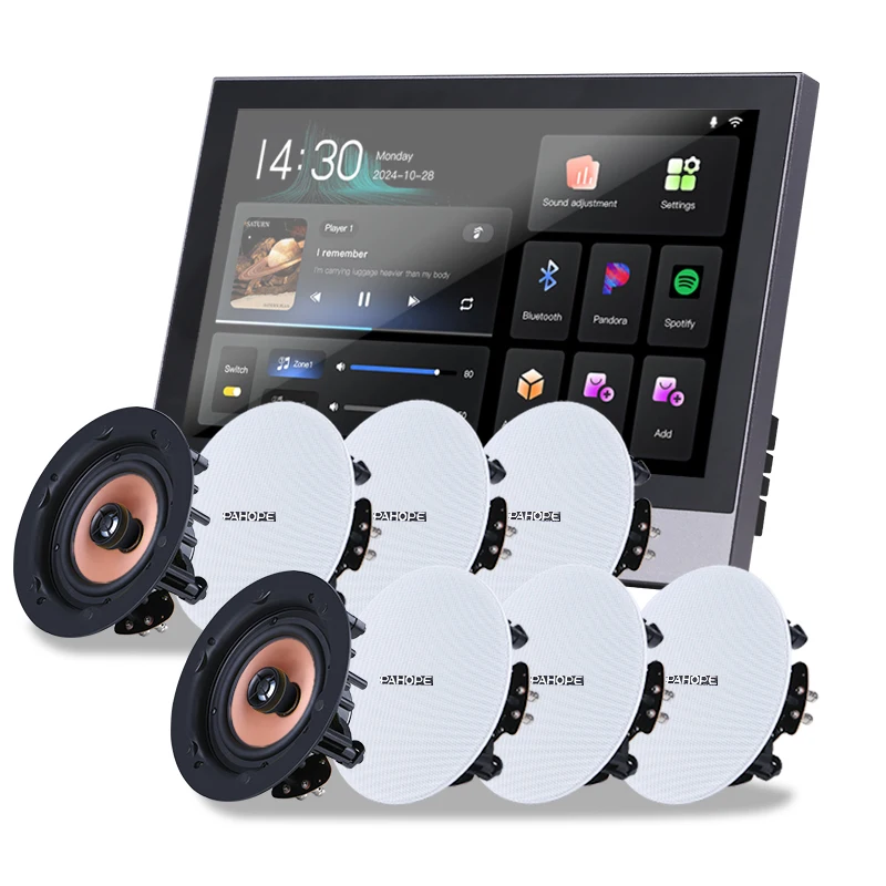

Smart Home Background Music System Two Zones Playback Home Theater System Tuya Zigbee Google Play 8-channel Speakers