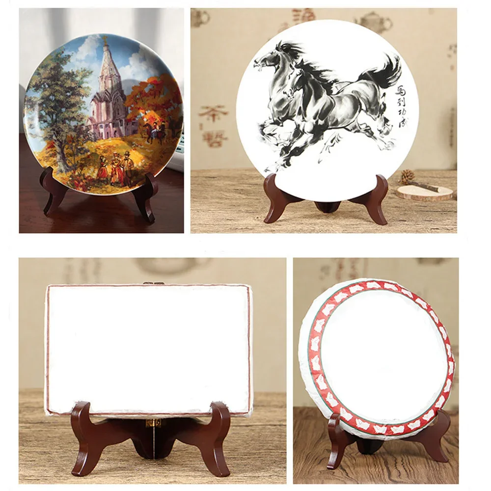 5//7 Inch Wooden Easel Display Stand Foldable Plate Holder for Wedding Table Photo Frame Storage Shelf Home Decoration